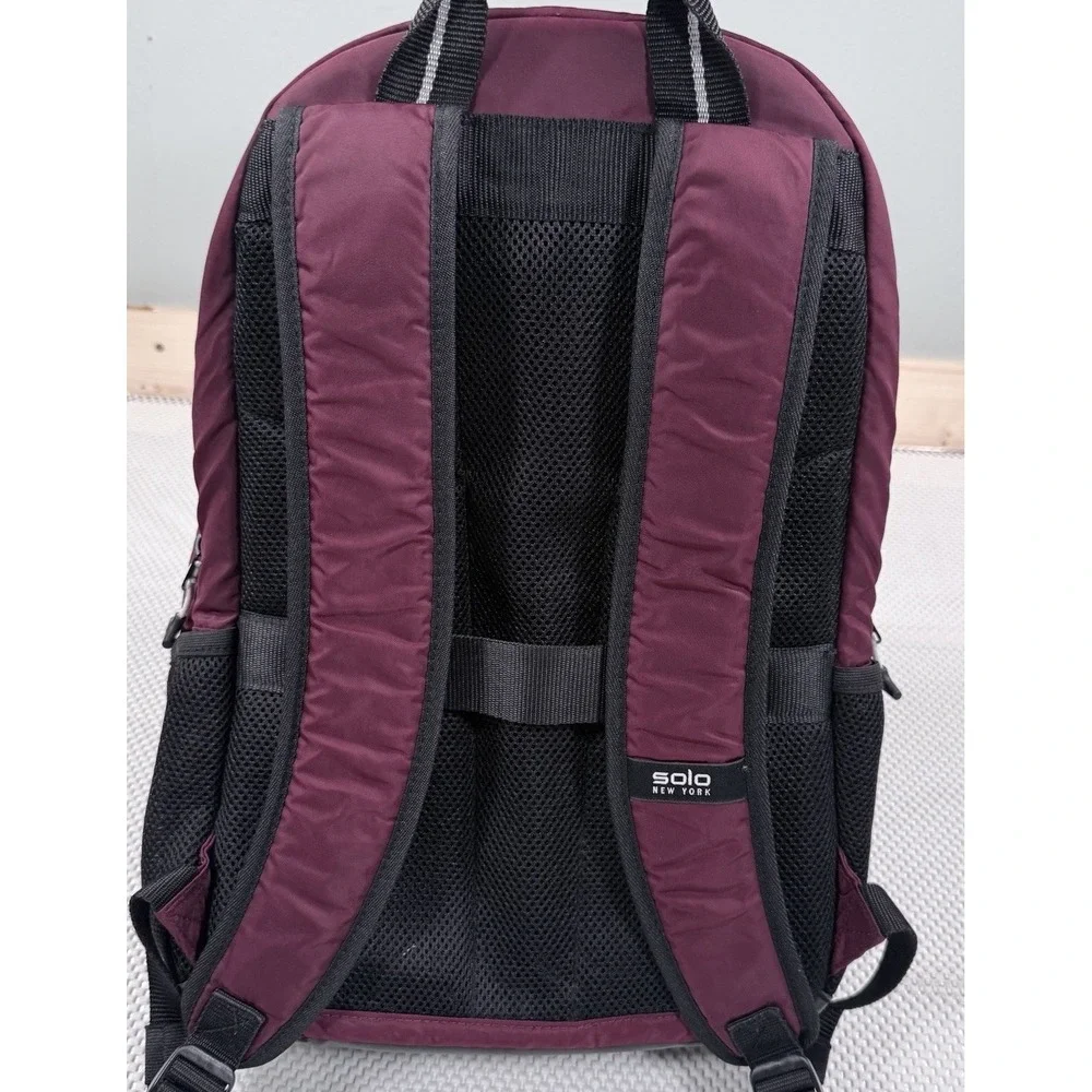 Solo New York Laptop Backpack Burgundy Black Travel School Book Bag Padded